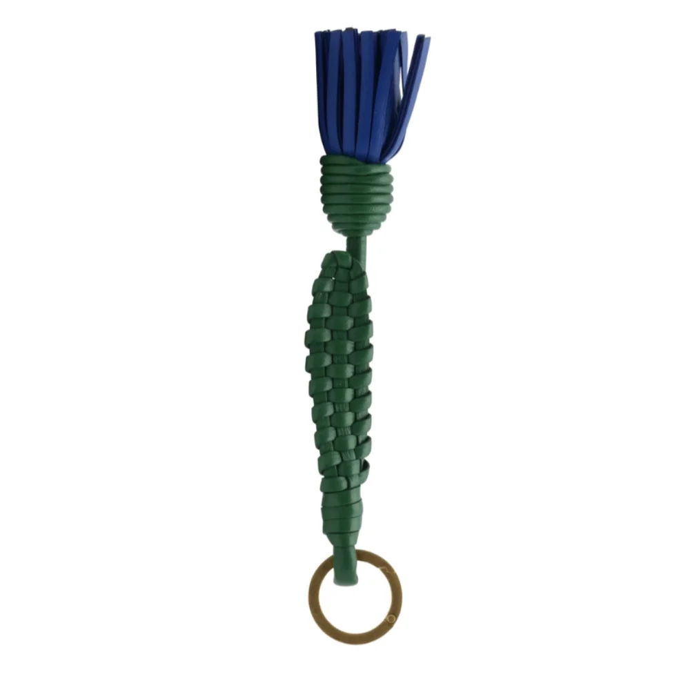 NEW Bottega Veneta Leather Blue Flower Keychain With Dustbag - Picture 1 of 14